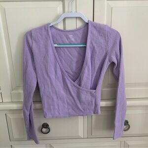 Aerie purple Long Sleeve Wrap Top